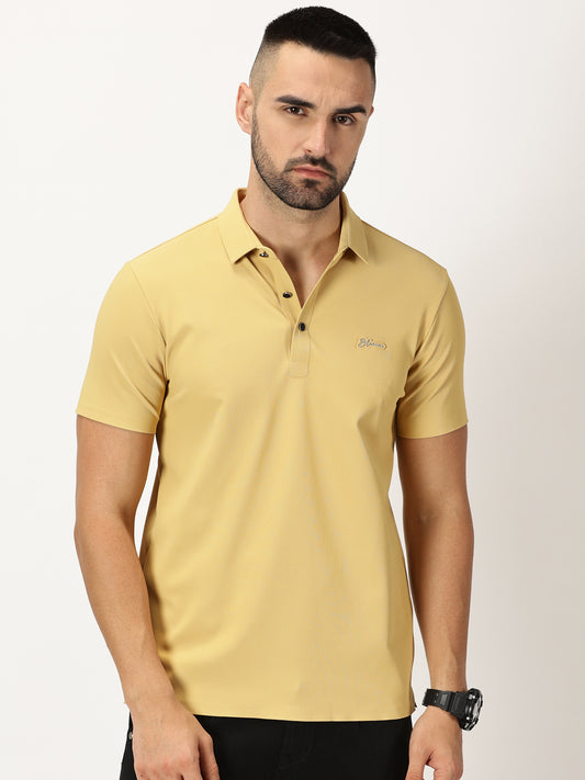 Ribbed Polo T-Shirt Burnt Yellow